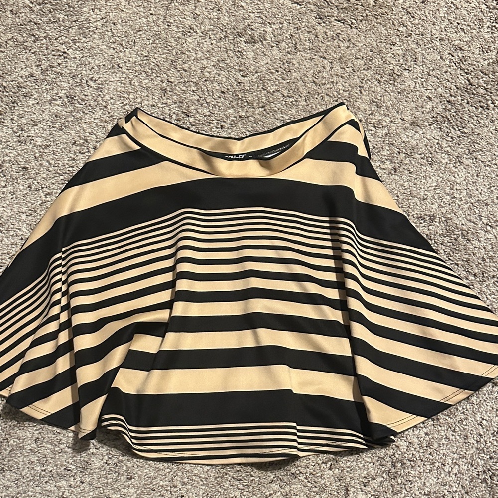 Popular Basics Black and Tan Striped Skirt